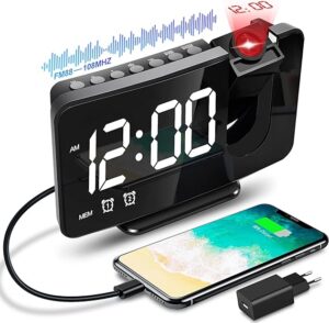 Radio Despertador con Proyector de Hora Anykuu