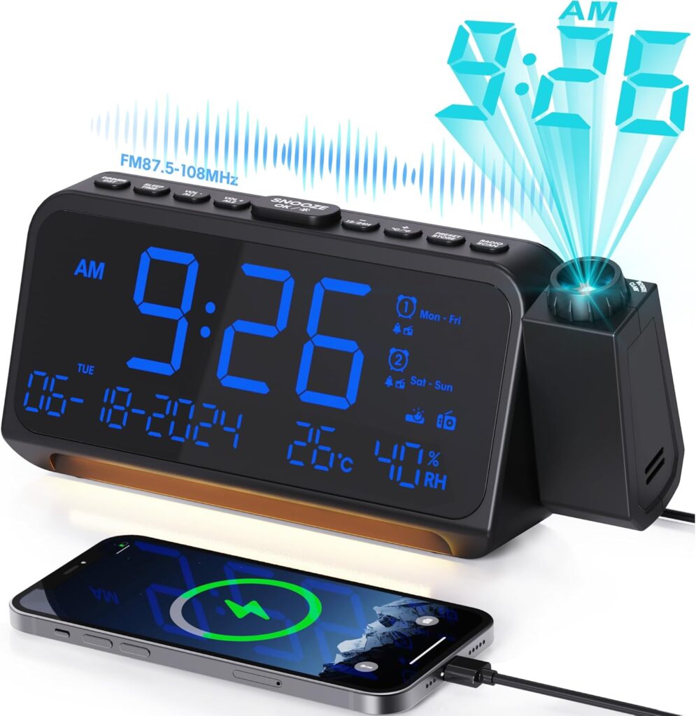 Despertador con proyector y alarma